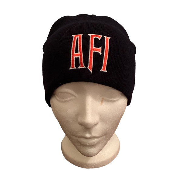 Other - Vtg AFI A Fire Knit Black & Orange Beanie Hat Cap Vintage Punk Rock  0/S NWOT
